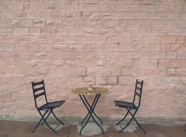 Kafe içi ve tuğla duvar, eski model arka plan.