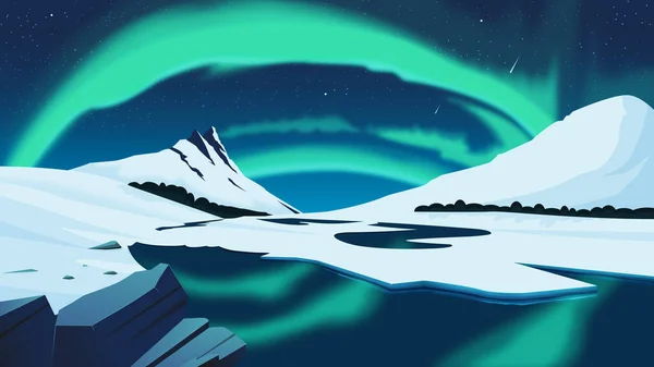 Illustrazione Vettoriale Aurora Boreale — Vettoriale Stock