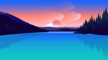 Vektör illüstrasyon Ormanı Dağları