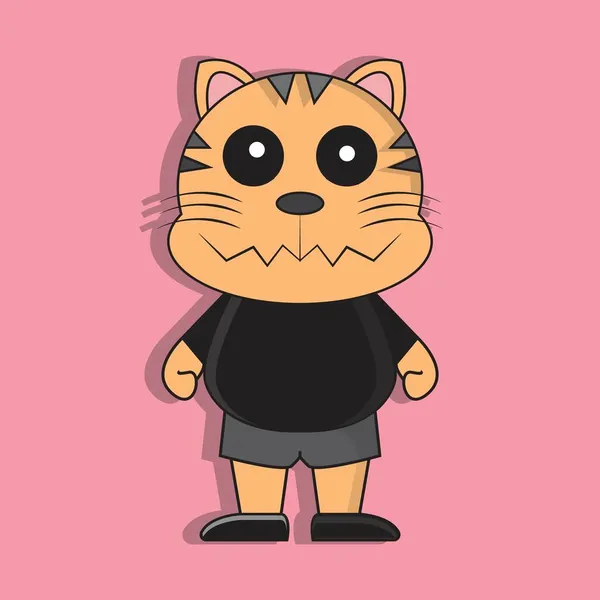 Beängstigend Süße Katze Charakter Cartoon Maskottchen Nft — Stockvektor