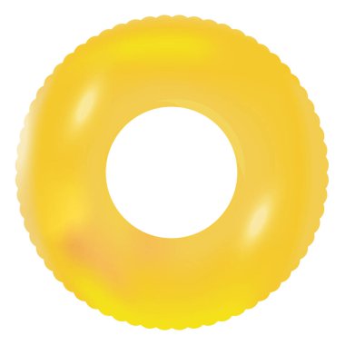 Basit plastik oyuncak yüzme halkası. Parlak sarı renkler ve üst manzara.