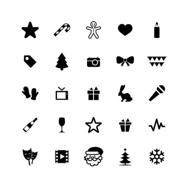 Basit düz tek renk Noel simgeleri