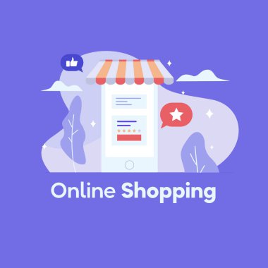 çevrimiçi alışveriş basit vektör illüstrasyonu