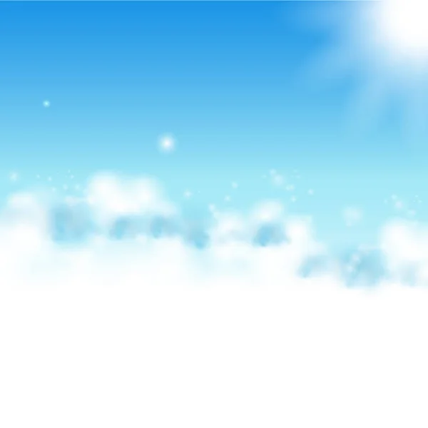 雲と太陽の光のスプラッシュ 柔らかい青のベクトル図と空の背景 — ストックベクタ