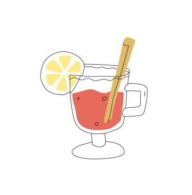 Limonlu ve baharatlı sıcak şarap. Düz ve satır biçimi.