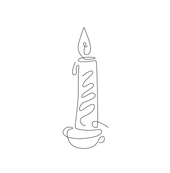 Christmas candle decoration. outline, art line, one line. — Stockvektor