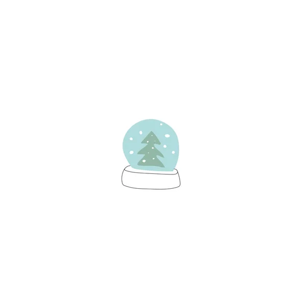 Snow Globe Natale. Xmas Collezione di palle di neve in stile doodle. nuova decorazione anno disegnato a mano. Elementi di Eva. — Vettoriale Stock