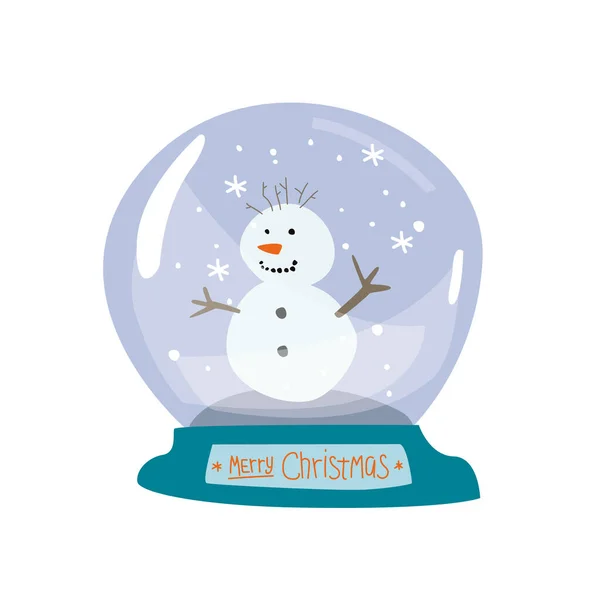 Snow Globe Weihnachten. Xmas Collection von Schneeball im Doodle-Stil. Neujahrsdekoration handgezeichnet. Element Vorabend. — Stockvektor