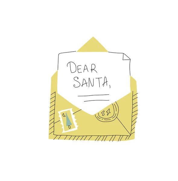 Lettre pour le Père Noël. Caniche, ligne, plat. — Image vectorielle