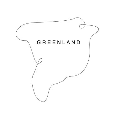 Grönland haritası. Danimarka haritası devam ediyor. tek çizgi kuzey haritası.