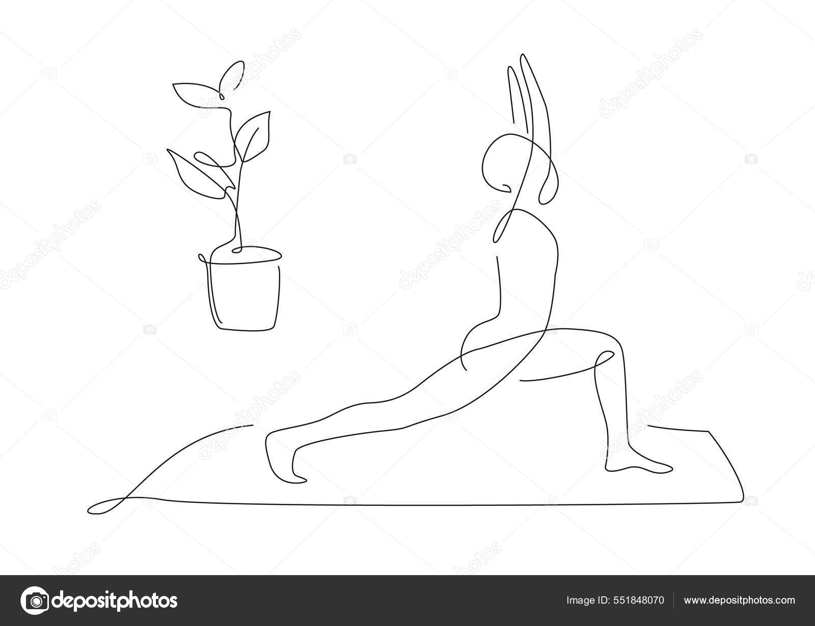 Girl Doing Yoga Pose For The Coloring Book Outline Sketch Drawing Vector,  Book Drawing, Wing Drawing, Girl Drawing PNG and Vector with Transparent  Background for Free Download