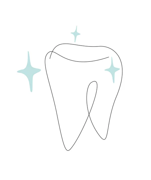 Зубний імплантат - одна лінія. Мистецтво догляду за зубами. Стоматологічна допомога — стоковий вектор