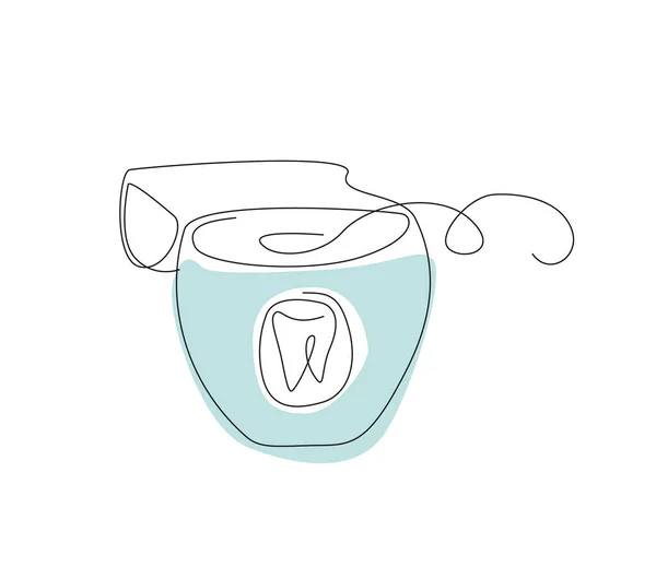 Dental floss one line. Tooth care line art. — стоковый вектор