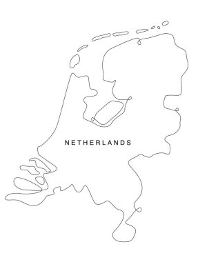 Çizgi sanatı Hollanda haritası. Sürekli Avrupa haritası. Vektör çizimi. tek çizgi.