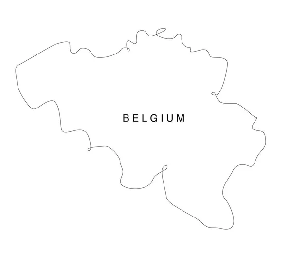 Line art Belgium map. continuous line europe map. vector illustration. single outline. — Stock Vector