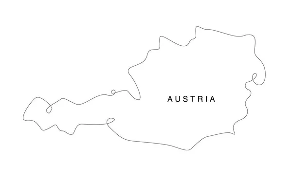 Linea de arte Austria mapa. mapa continuo de la línea europa. ilustración vectorial. esquema único. — Vector de stock