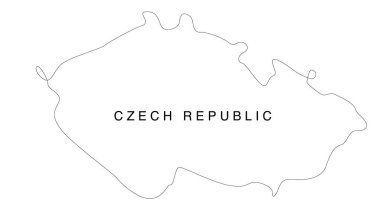 Çek çizgisi haritası. Sürekli Avrupa haritası. Vektör çizimi. Tek bir taslak. Vektör illüstrasyonu