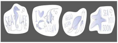 Bir çizgi ahtapot çizimi. Deniz yaşamı çizgisi sanat vektörü. Şirin balık çizgisi.