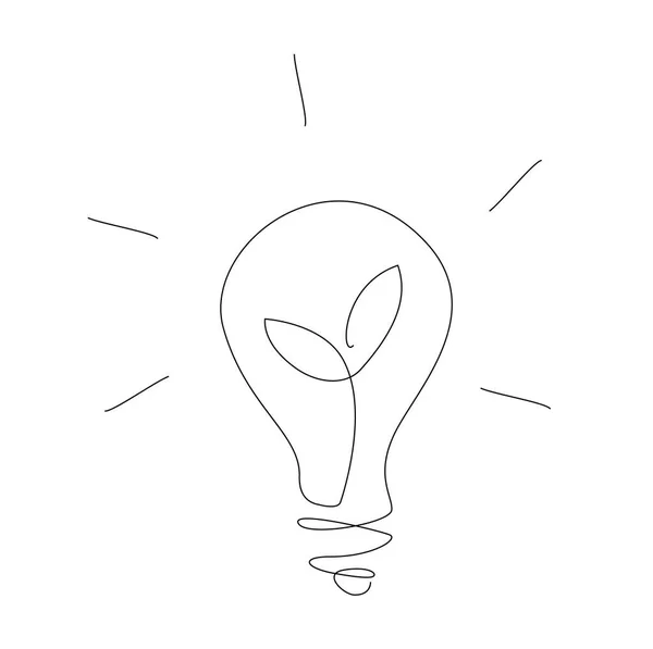 Green energy one line illustration. Electric light bulb continuous line. Renewable power outline. sustainability line art vector. 