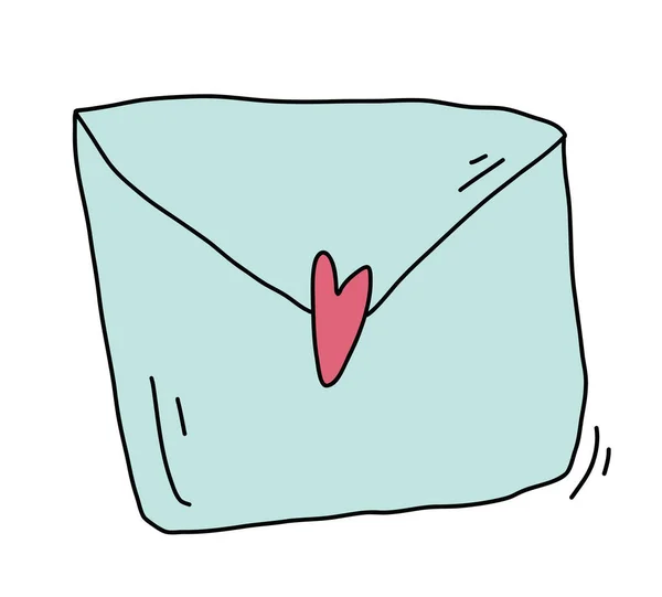Simple Envelope Illustration Email Doodle Icon Heart Post Card — Stok Vektör