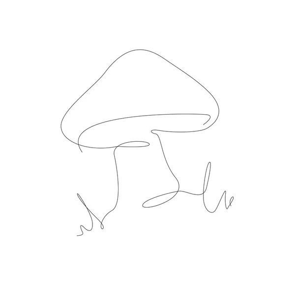 Mushroom One Line Illustration Line Art — Wektor stockowy