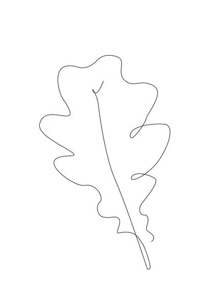 Oak Leaves Linear Autumn Leaf One Line Illustration Line Art — Stockvektor