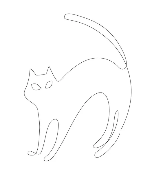 Black cat single line. Animal one line illustration. one line halloween simple element