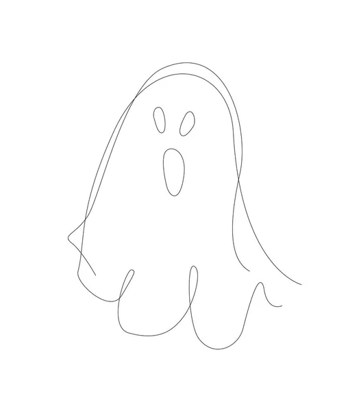 Ghost One Line Illustration Single Line Deco Halloween Party Ghost — Stockvektor