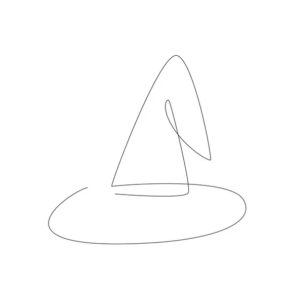 Witch Hat Single Line Illustration Witch Cloth Line Art Vector — ストックベクタ