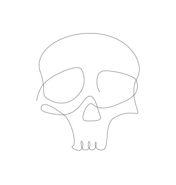 Cadılar Bayramı Kafatası elementi. Taslak Jolly Roger. Ölüm başlığı tek çizgi sembolü