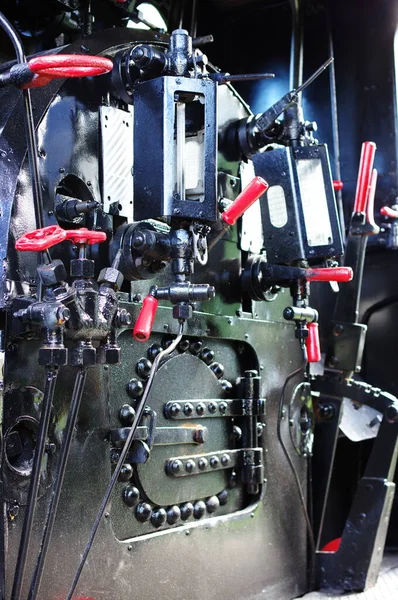 Cabine Das Locomotivas Instrumentos Controlo Instrumentos Para Funcionamento Uma Caldeira — Fotografia de Stock