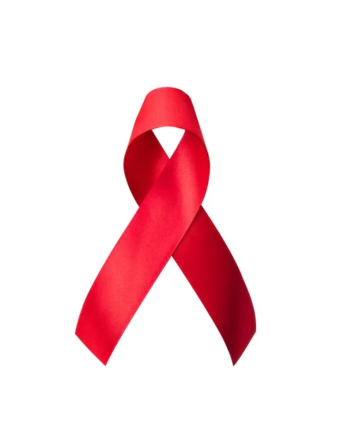 Κόκκινη Κορδέλα Για Την Ημέρα Του Παγκόσμιου Aids Και Εθνικό — Φωτογραφία Αρχείου