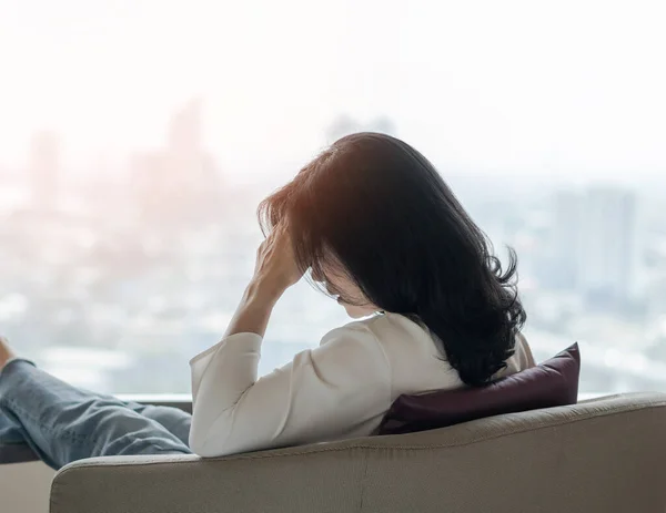 Angststörung Menopause Frau Stressig Depressiv Panikattacke Person Mit Psychischen Erkrankungen — Stockfoto