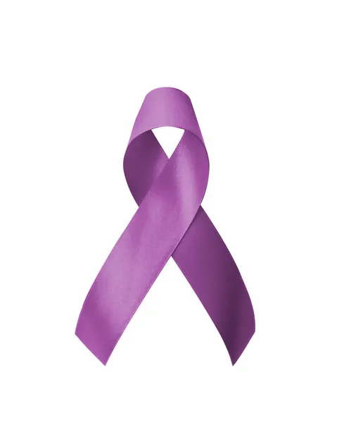 世界老年痴呆症日和世界癌症日概念的带有白色背景剪裁路径的薰衣草紫色缎带 — 图库照片