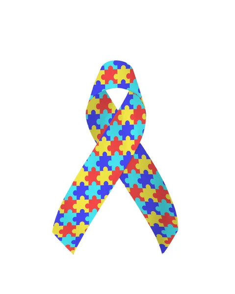 Hari Autisme Dunia Kesadaran Dengan Teka Teki Atau Pita Pola — Stok Foto