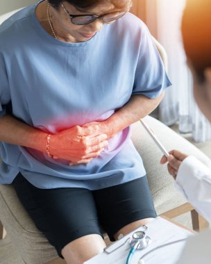 Mide kanseri, bağırsak sendromu, hazımsızlık, ishal ya da GERD (gastro-özofagus reflü hastalığı) nedeniyle karın ağrısı olan yaşlı, olgun bir kadında karın ağrısı.)