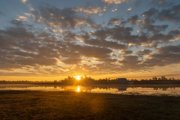 Beautiful Lake Sunrise Morning — Fotografia de Stock
