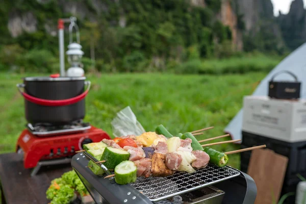 Bbq Food Outdoor Camping — Fotografia de Stock