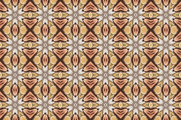 Abstract Orange Geometric Ethnic White Flower Seamless Pattern Background — Stock Photo, Image