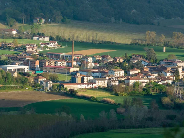 Montechiaro Visto Tramonto Dalle Colline Circostanti Paese Bormida Valle Del — Foto Stock