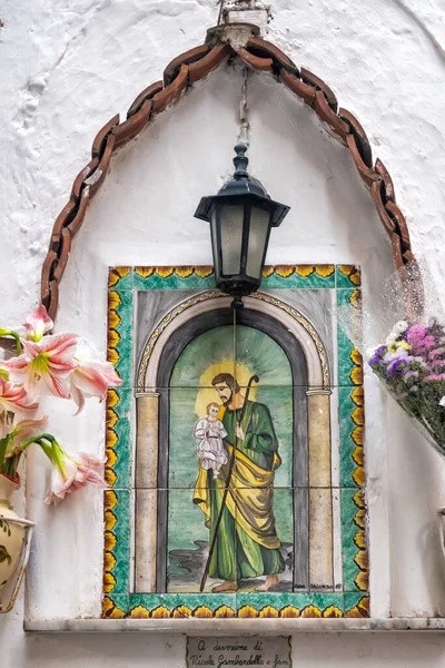 Religious Wall Painting Amalfi Coast Italy — Zdjęcie stockowe