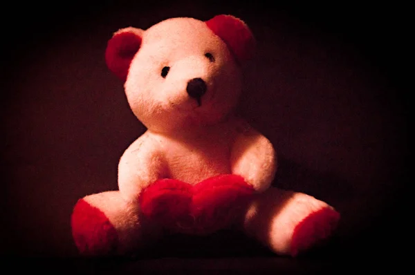 泰迪熊带着衷心的祝贺恋人的日子 — 图库照片