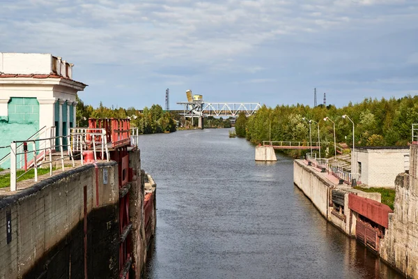 Russia White Sea Baltic Canal Lock Shizhnya River Gates Lock — Stock Photo, Image