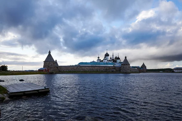 Russia Solovki Solovetsky Islands Panorama Monastery Side Holy Lake — стокове фото