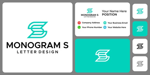 Huruf Monogram Daun Desain Logo Alam Dengan Templat Kartu Bisnis - Stok Vektor