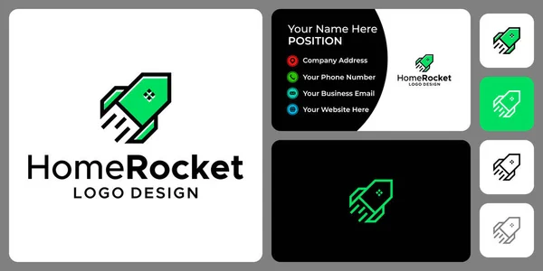 Rocket House Logo Design Business Card Template — Stock vektor