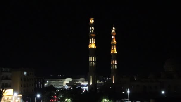 Imágenes Video Mezquita Mina Por Noche Hurghada Egipto — Vídeo de stock