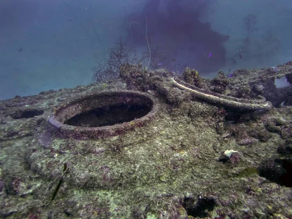 The open hatch on the Imperial Japanese Navy submarine I-169 sunk at Truk Lagoon.