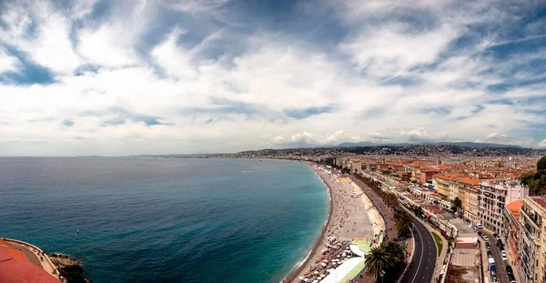 Panoramiczny Widok Miasto Nicea Riwierze Francuskiej — Zdjęcie stockowe