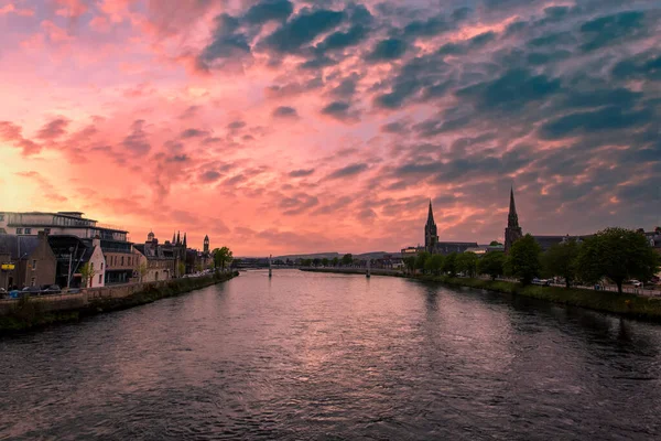 インヴァネス川の夕日 スコティッシュ ハイランド イギリス — ストック写真